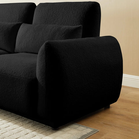 YHL Voyura 10 Canapé Moderne En Teddy - Coussin En Mousse - 2-3 Personnes - Noir