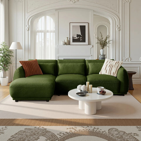 YHL Voyura 10 Canapé Places Moderne méridienne Assise Incurvée - Design Convertible - Vert Foncé