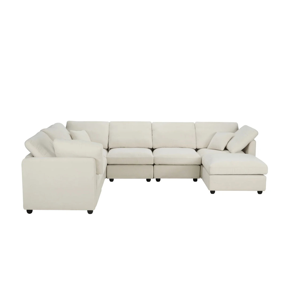 YHL Voyura 2213 Canapé contemporain méridienne Chenille - Cushioned Back - Foam Fill - Beige