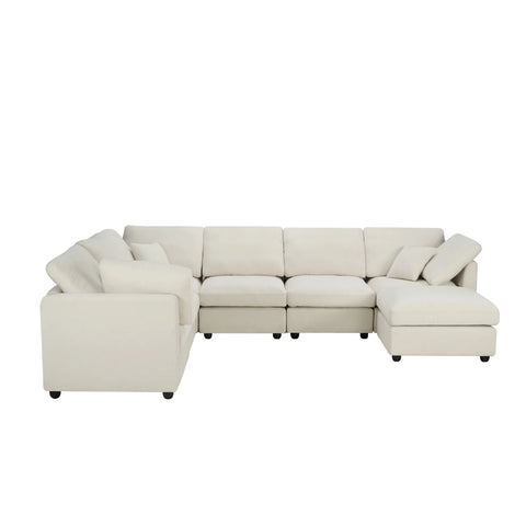 YHL Voyura 2213 Canapé contemporain méridienne Chenille - Cushioned Back - Foam Fill - Beige