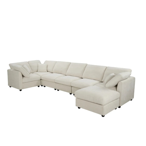 YHL Voyura 2213 Canapé contemporain méridienne Chenille - Cushioned Back - Foam Fill - Beige