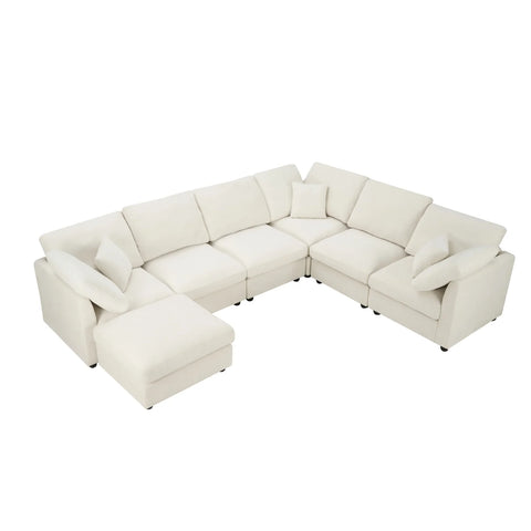YHL Voyura 2213 Canapé contemporain méridienne Chenille - Cushioned Back - Foam Fill - Beige