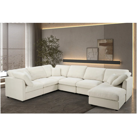 YHL Voyura 2213 Canapé contemporain méridienne Chenille - Cushioned Back - Foam Fill - Beige