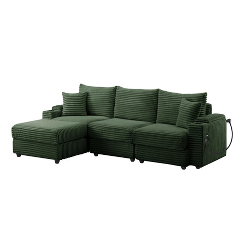 YHL Voyura 2231 Canapé en Velours Côtelé Moderne Confortable - Coil Spring Seat - Vert foncé