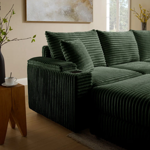 YHL Voyura 2231 Canapé en Velours Côtelé Moderne Confortable - Coil Spring Seat - Vert foncé