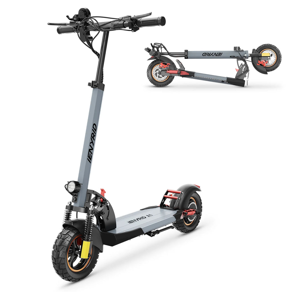 iENYRID IE-A1 Trottinette Électrique - Moteur 800 W Batterie 48 V 12.5 Ah Freins à Disque Avant et Arrière Pliable - Gris