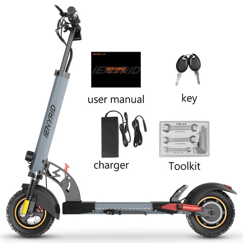 iENYRID IE-A1 Trottinette Électrique - Moteur 800 W Batterie 48 V 12.5 Ah Freins à Disque Avant et Arrière Pliable - Gris