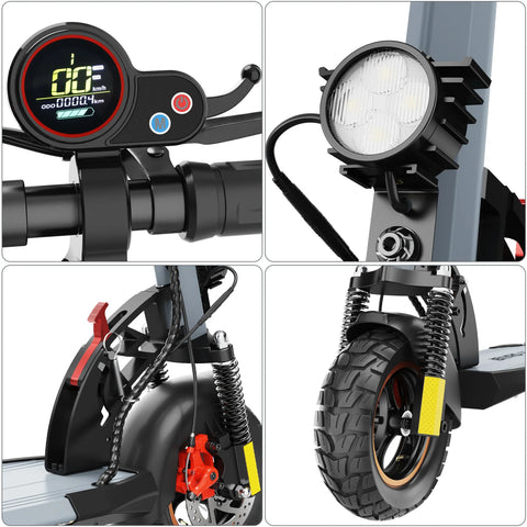iENYRID IE-A1 Trottinette Électrique - Moteur 800 W Batterie 48 V 12.5 Ah Freins à Disque Avant et Arrière Pliable - Gris