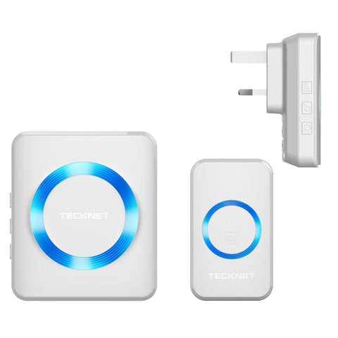 TECKNET HWD01878 Sonnette sans fil  portée 400m - 60 sons - Blanc