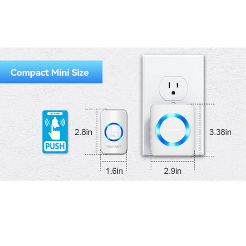 TECKNET HWD01878 Sonnette sans fil  portée 400m - 60 sons - Blanc
