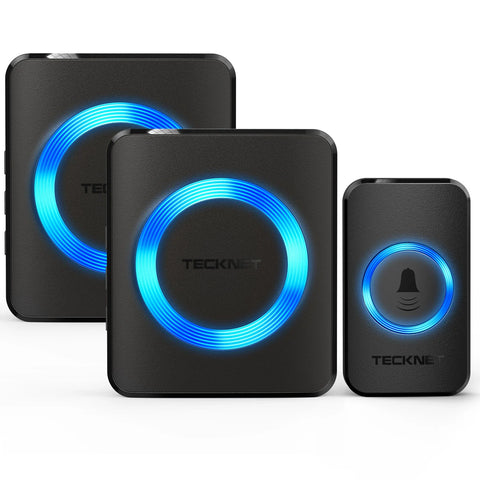 TECKNET HWD01888 Sonnette Sans Fil 5 Volumes 60 Sons 400m Portée - Noir