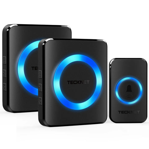 TECKNET HWD01888 Sonnette Sans Fil 5 Volumes 60 Sons 400m Portée - Noir