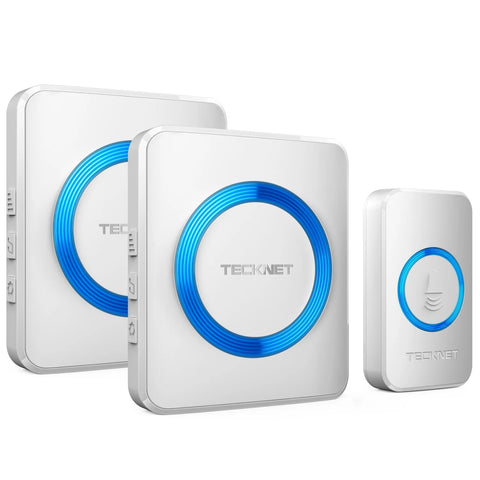 TECKNET HWD01888 Sonnette sans fil - LED 60 sons 5 volumes portée 400m - Blanc