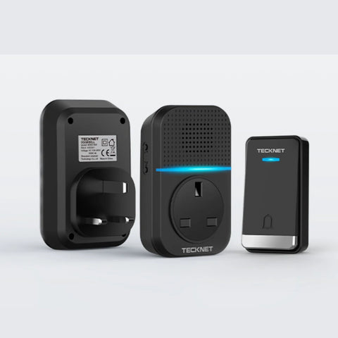 TECKNET TK-WD002 Sonnette Sans Fil 60 Sonneries 400m Étanche - Noir