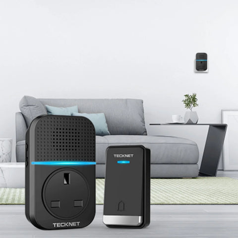 TECKNET TK-WD002 Sonnette Sans Fil 60 Sonneries 400m Étanche - Noir