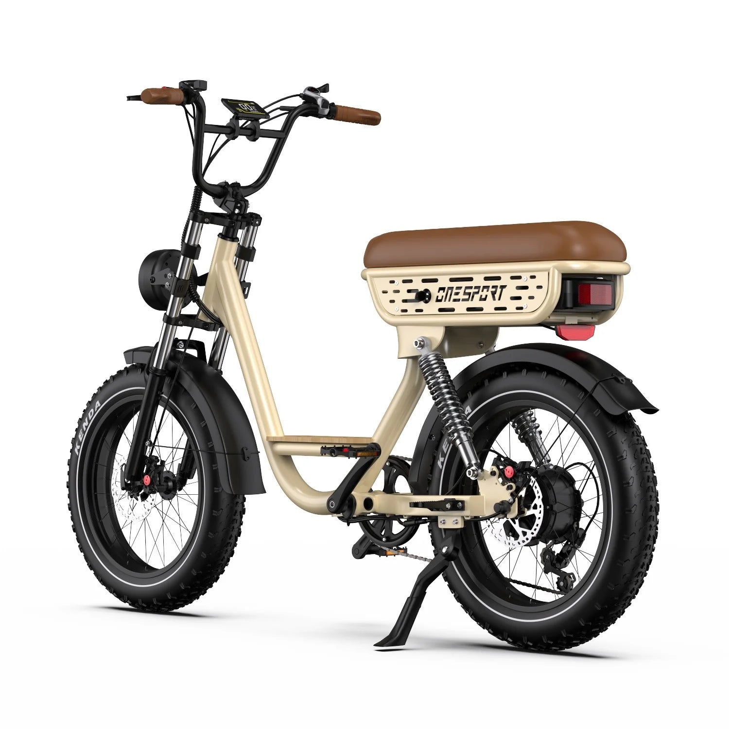 ONESPORT W77 Vélo Électrique  - Moteur 250W Batterie 48V18AH Pneus De 20 Pouces Freins Hydrauliques - Beige