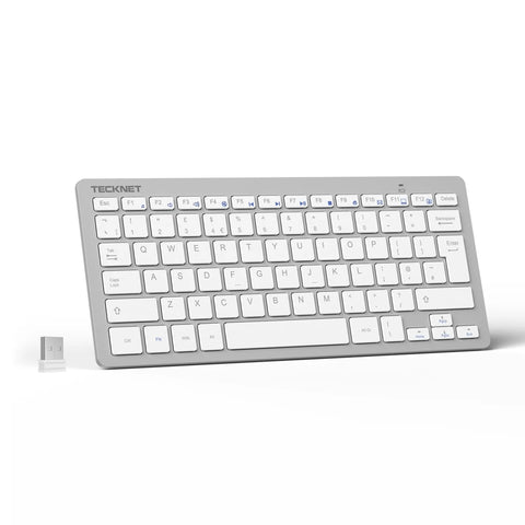 TECKNET X315 Clavier sans fil ergonomique - 78 touches - fin silencieux - Argent