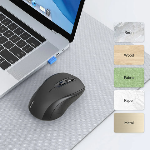TECKNET EWM01832 Souris Sans Fil Ergonomique - 6 DPI USB/Bluetooth Silencieuse - Noir