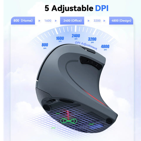 TECKNET TK-MS007 Souris sans fil ergonomique - silencieuse - 6 DPI -USB - Gris