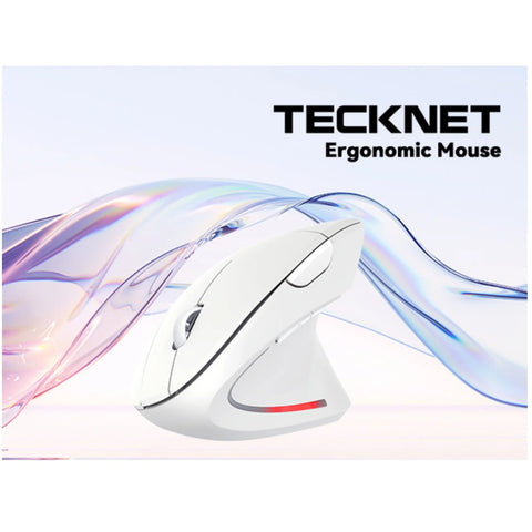TECKNET TK-MS007 Souris Sans Fil Ergonomique Silencieuse - 6 DPI -Blanc