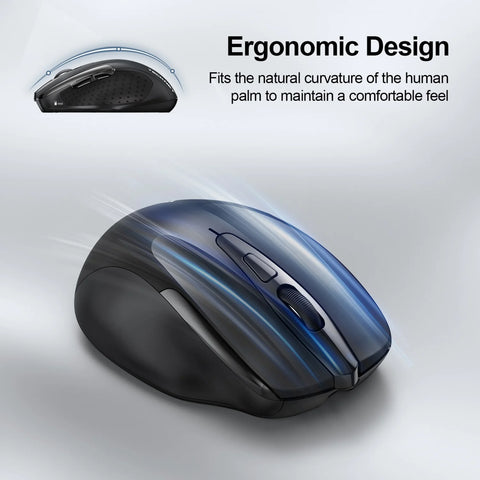 TECKNET TK-MS009 Souris sans fil ergonomique et silencieuse - 6 DPI - rechargeable - Noir
