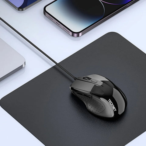 TECKNET UM013 Souris filaire ergonomique silencieuse - 4 DPI réglables - Noir