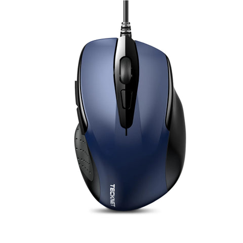 TECKNET UM013 Souris Filaire Ergonomique - 4 DPI durable anti-dérapante Confortable - Bleu