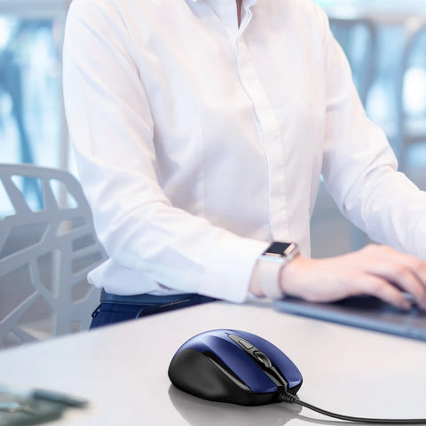 TECKNET UM013 Souris Filaire Ergonomique - 4 DPI durable anti-dérapante Confortable - Bleu