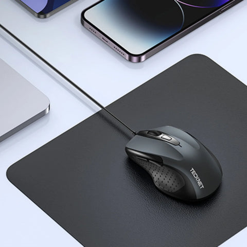 TECKNET UM013 Souris Filaire Ergonomique - 4 DPI durable anti-dérapante Confortable - Gris