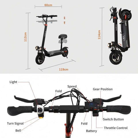 KUGOO M4 PRO Trottinette Électrique - 500W Pneus de 10 pouces Sièges Amovibles Pliable - Noir