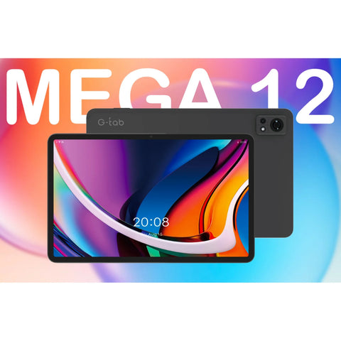 G‑tab MEGA12 – Tablette Android 15 | 12 pouces, 8 Go + 256 Go, batterie 8800 mAh | Gris