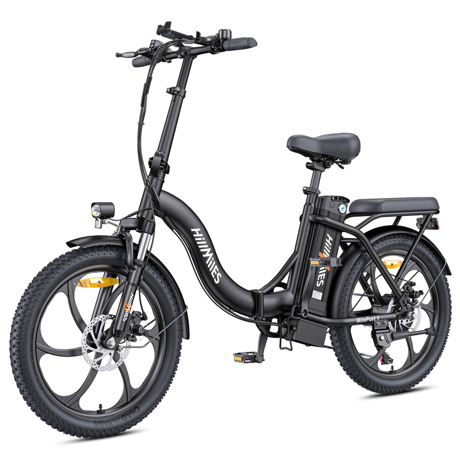 Vélo Électrique HillMiles MilePort 1 - 250W Moteur 36V13Ah Batterie Pneus 20 Pouces Freins à Disques Mécaniques - Noir