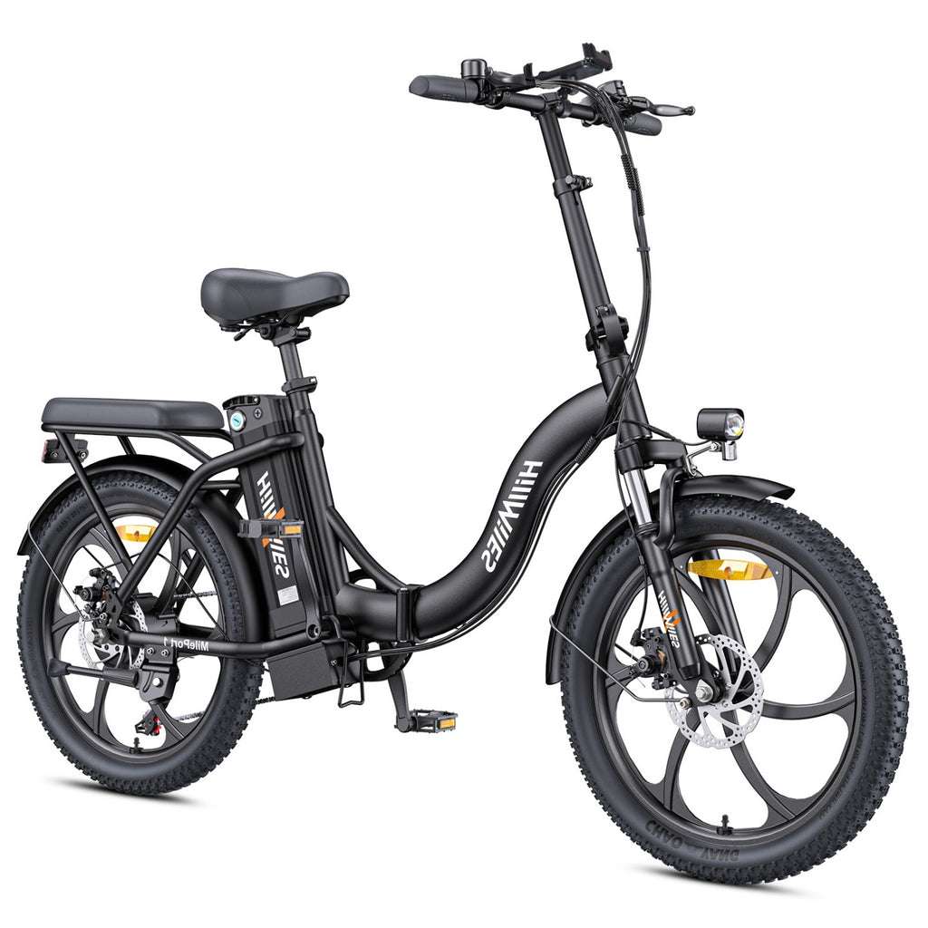 Vélo Électrique HillMiles MilePort 1 - 250W Moteur 36V13Ah Batterie Pneus 20 Pouces Freins à Disques Mécaniques - Noir