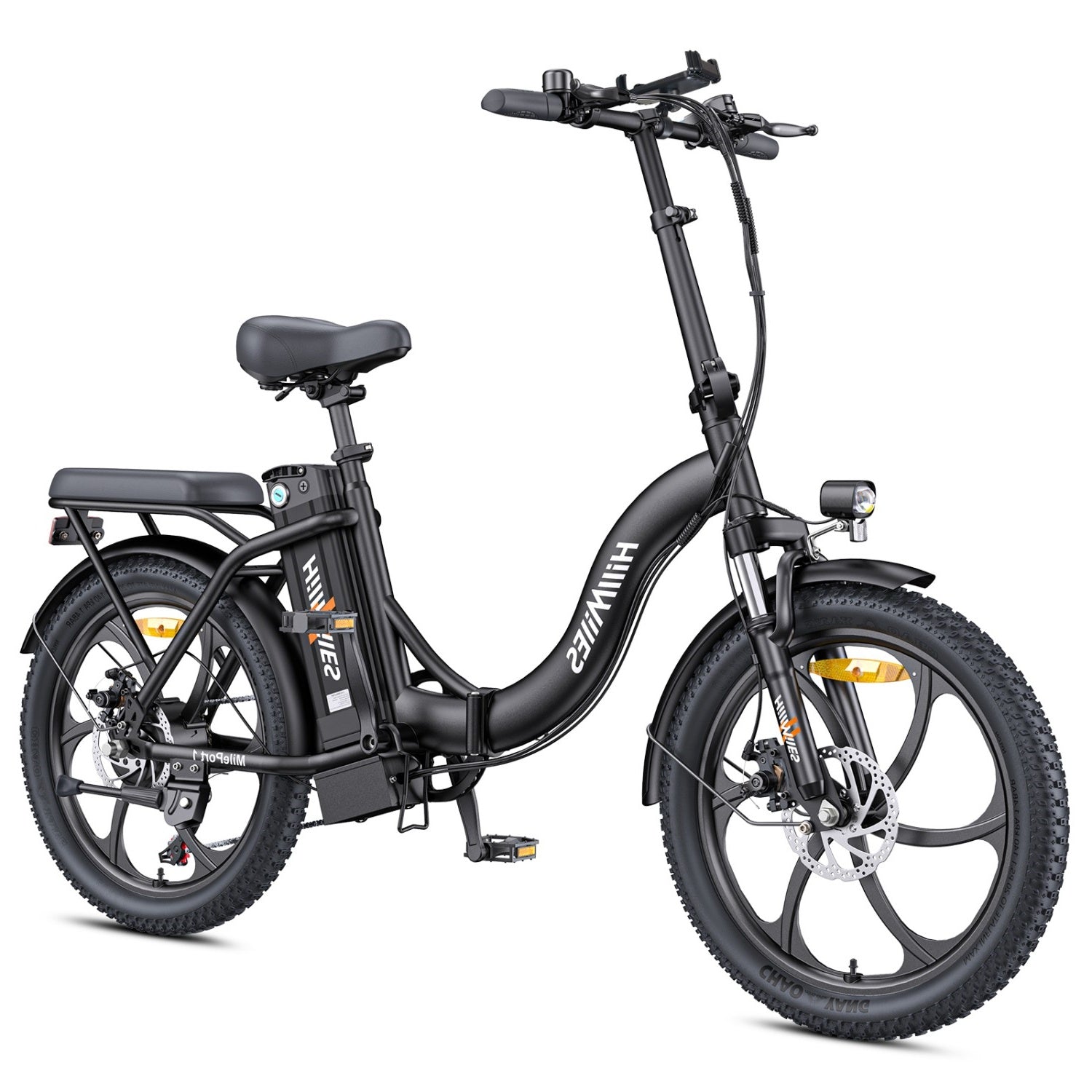 Vélo Électrique HillMiles MilePort 1 - 250W Moteur 36V13Ah Batterie Pneus 20 Pouces Freins à Disques Mécaniques - Noir