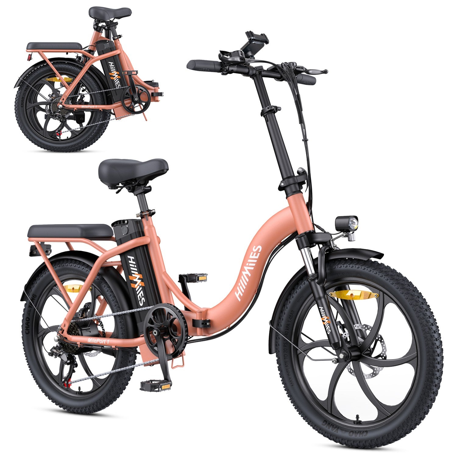 Vélo Électrique HillMiles MilePort 1 - 250W Moteur 36V13Ah Batterie Pneus 20 Pouces Freins à Disques Mécaniques - Rouge