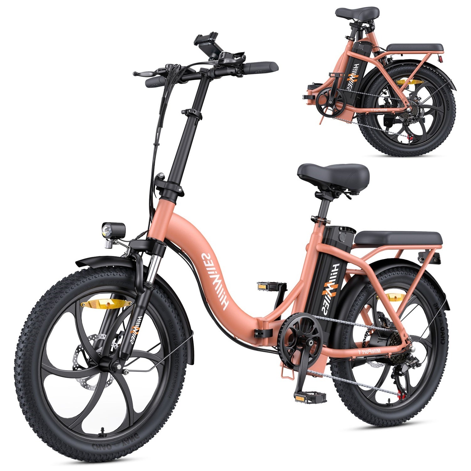 Vélo Électrique HillMiles MilePort 1 - 250W Moteur 36V13Ah Batterie Pneus 20 Pouces Freins à Disques Mécaniques - Rouge