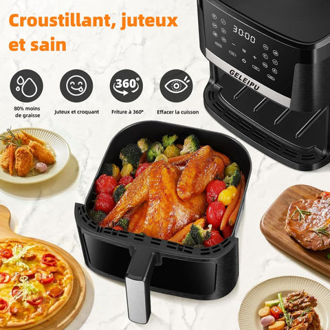 Friteuse sans Huile GELEIPU-DL27 - Puissance 1800W Capacité 7L 12 Modes de Cuisson - Noir