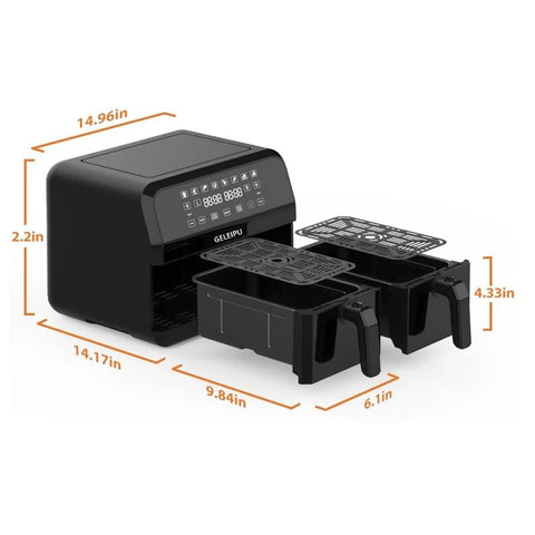 "Friteuse sans Huile GELEIPU-DL28 - Puissance  1800W Capacité 10L 8 Modes de Cuisson - Noir"