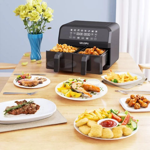 "Friteuse sans Huile GELEIPU-DL28 - Puissance  1800W Capacité 10L 8 Modes de Cuisson - Noir"