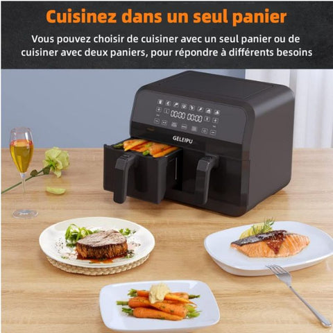 "Friteuse sans Huile GELEIPU-DL28 - Puissance  1800W Capacité 10L 8 Modes de Cuisson - Noir"