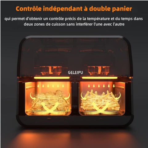 "Friteuse sans Huile GELEIPU-DL28 - Puissance  1800W Capacité 10L 8 Modes de Cuisson - Noir"
