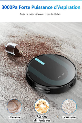 Robot Aspirateur Proscenic 850T - 3000Pa, 2600mAh, 120min Autonomie, Navigation Gyroscopique