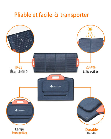 NOVOO 100W panneau solaire portable chargeur de batterie solaire pliable
