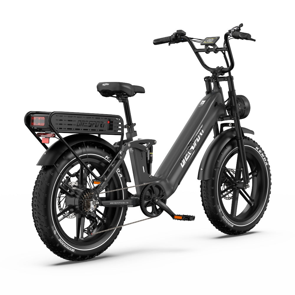 Vélo Électrique ONESPORT OT08 PRO - Moteur 500W Batterie 48V18AH*2 Pneus De 20 Pouces Freins à Disque - Gris