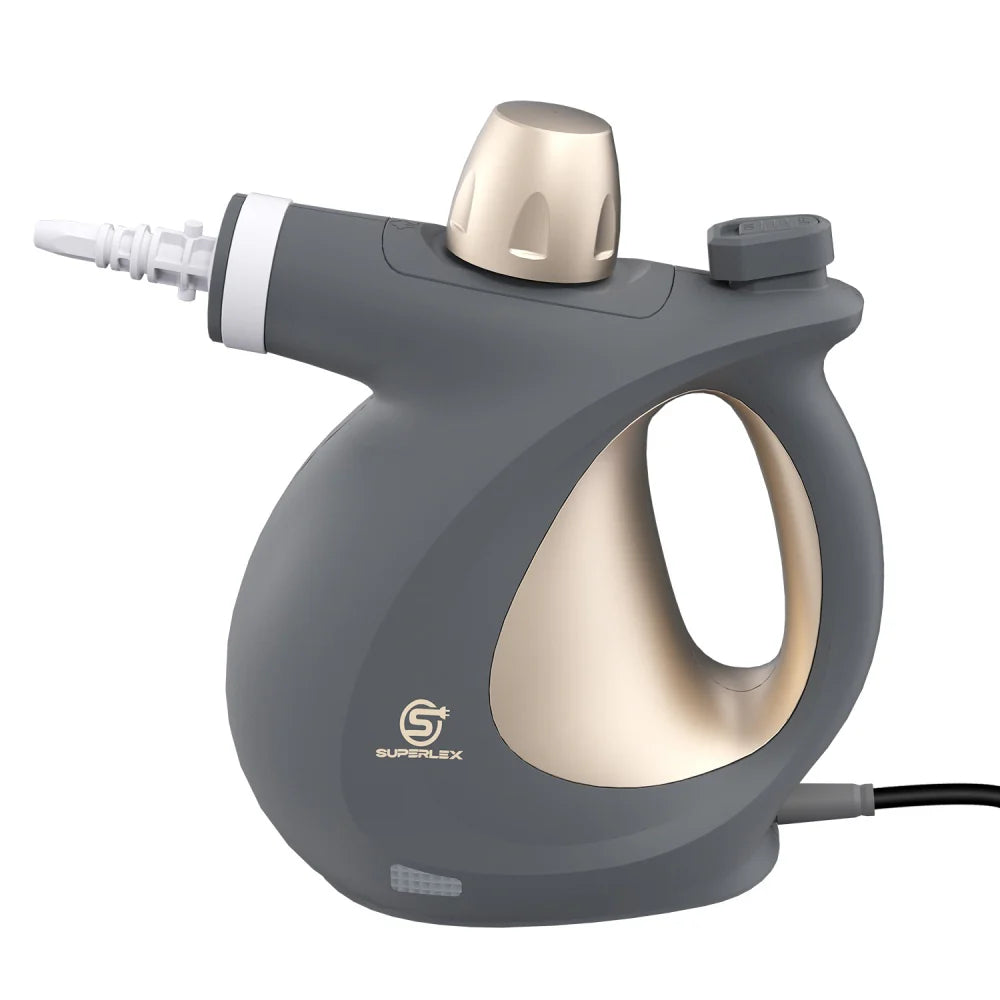 SUPERLEX SSV002DE Nettoyeur Vapeur à Main - Puissance 1050W Tension 220V Capacité 350ML Autonomie vapeur continue 8-10min - Gris Or