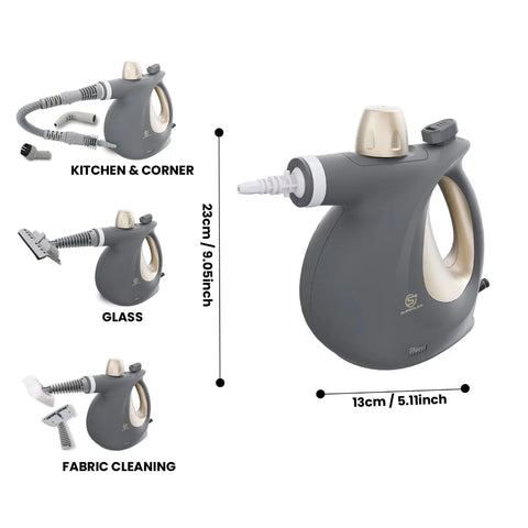 SUPERLEX SSV002DE Nettoyeur Vapeur à Main - Puissance 1050W Tension 220V Capacité 350ML Autonomie vapeur continue 8-10min - Gris Or