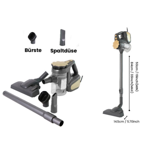 SUPERLEX SVC007DE Aspirateur Sans Fil -  Puissance 600W 16KPA Aspiration Filtre HEPA - Gris or