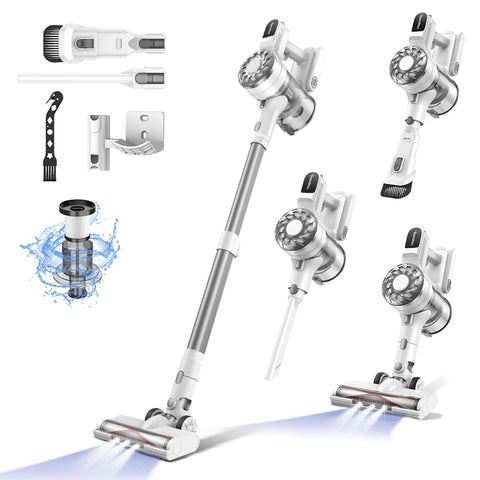 Aspirateur sans fil Teendow V08 Pro - Puissance de 250 W, aspiration de 25 000 Pa, autonomie de 35 minutes, poids de 2,85 kg - Blanc