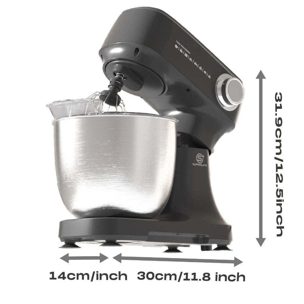 SUPERLEX SSM001DE Cuisine robot pâtissier - Moteur 800W 4.5L Capacité 10 vitesses Cuvette en acier SUS304 - Noir