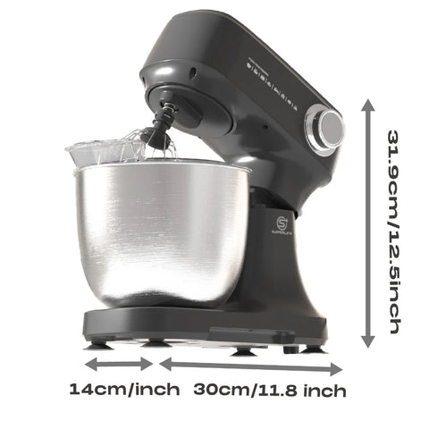 SUPERLEX SSM001DE Cuisine robot pâtissier - Moteur 800W 4.5L Capacité 10 vitesses Cuvette en acier SUS304 - Noir